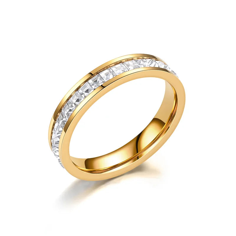 JHSL Unisex 4mm Luxury Stainless Steel Men Women Statement Cubic Zircon Rings Gold Silver Color US size 3 4 5 6 7 8 9 10 11 12 - Opal Whispers